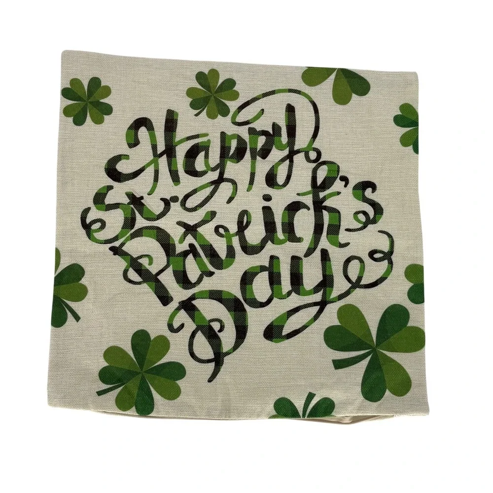 St Patricks Day‎ Pillow Covers Set of 4 Green Buffalo Plaid Luck Decor Shamrock